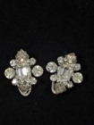 Vintage Silver Tone Art Deco Rhinestone Set Of 2 Small Fur Dress Clips
