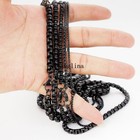 10pcs 2 3 4mm 18-38   Black Tone Round Box Stainless Steel Chain Men s Necklace