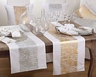  Agatha Collection Metallic Banded Design Table Runner-16 X72 16  X 72  Gold