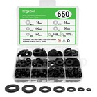 650pcs Nylon Flat Washer Assortment     7 Sizes M3-m12 Black Plastic Kit