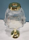 Partylite Candle Light Lamp Holder Spring Loaded Brass Glass Ribbed P0472 Vtg