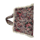 Vtg Handmade Quilted Floral Paisley Book Cover Bible Handle Lace Trim Pockets