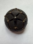 Antique Victorian Mourning Jewelry Carved Bog Oak Domed Star Pin Brooch