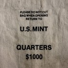 Vintage Us Mint Bank Money Bag Quarters  1000 Canvas Cloth 12  X 19  Swb   Af