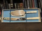 Vintage 1974 Engraved Bridal Bride Cake Knife Server Set Sheffield England -v02