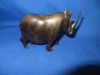 Vintage Africa Ebony Wood Tribal Carving Beautiful Black Rhinoceros Great Detail