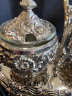 Vtg Harrison Fisher Silver Plated Floral Condiment Jam Caddy Hf-0917