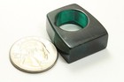 Vintage Art Deco Carved Dark Green Bakelite Geometric Ring Tested Sz4 75 5