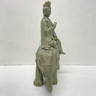 Chinese Buddha  14 Inch Tall Green Bronze Finish Resin Deity Statue figurine