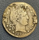 Silver Love Token - 1892 Barber Quarter Detailed Hand Engraved    lizzie   