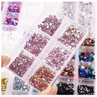 6 Grids Nail Ab Flatback Round Diamond Mixed Size Diy Nails Design 3d Decor Set