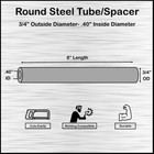Mild Steel Spacer-tubing- 3 4  Od X  40  Id X 8  Long--fits M10 Or 3 8  Bolts