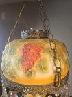  Swag Lamp  Mid Century Hanging Pendant Grape Leaf Green Vineyard