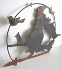 Antique Vintage Halloween Witch On Broom Weather Vane Iron Weathervane