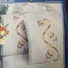    new   vogart Crafts Stamped Cross Stitch Pillowcase Pair    floral Scroll   