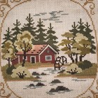 Vtg Swedish Nordic Traditional Tapestry Wall Hanging Embroidery Forest Cabin 15 