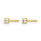 14k Yellow Gold 2 5mm Round Cubic Zirconia Basket-set Stud Earrings L-2 5 Mm