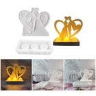3 Holes Candlestick Holder Silicone Hand Craft Molds Heart Couple