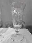 Vintage Etched Clear Glass Iced Tea Beverage Sundae Glasses Set 4 Pedestal Foot