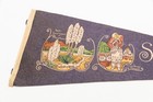 Large Early Vintage Santa Fe New Mexico Souvenir Felt Pennant 27 