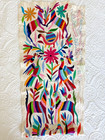 Vintage Hand Embroidered Mexican Otomi Table Runner 187x42 Cm Vibrant Colors