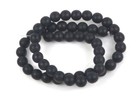 50 Czech Frosted Sea Glass Round Beads - Matte - Black   Jet 6mm
