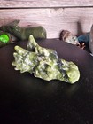 Hand Carved Green Jade Dragon Head 4 Oz Crystal Dragon Figurine Statue