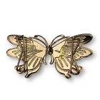Vintage Butterfly Enamel Belt Buckle Brass Gold Tone Blue And Tan Made In Korea