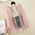 Women s Sheer Chiffon Button Down Shirt Lightweight Summer Cover Up Loose Blouse