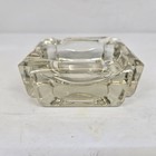 Art Deco Clear Glass Heavy Ashtray Square Mcm Vintage Tiny Chip