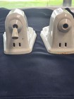 Vintage Wall Sconce Light Fixtures Porcelain Matching Pair Art Deco White 2