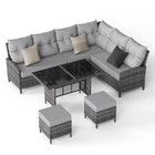 7-piece Outdoor Patio Furniture Set - Sectional Sofa  Dining Table   Chairs Incl