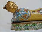 Large China Cloisonne Enamel Tongzi Baby Boy Pillow Figure 18  Gold Face Yellow