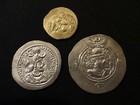 Sasanian Empire  Lot Of Three Coins  Two Silver Drachms And One Gold Peroz Dinar