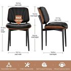 Dining Chairs Set Of 2 Mid-century Modern Upholstered Pu Leather With Back Black
