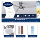 Harbor Breeze Mac Ii 52  Brushed Nickel Colorchanging Ceiling Fan W light remote