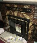 Antique Slate   Cast Iron Fireplace Mantle W  Surround   Mirrored Cover