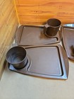 Vintage Set Of  4  Fremware Plastic Plates cups  No  807   808  Brown