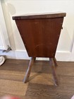 Antique 1930s Sewing Stand With Hinged Lid Spool Spaces And Storage