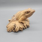 Hand Carved Burl Wood Folk Art Tree Frog Sculpture Figure Wooden Life Size 5  