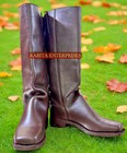 Stove Pipe Brown  Handmade Genuine Leather Common Boot 1847-1900