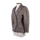 Chanel Vintage Black White Wool Blend Tweed  Gold Cc Logo Button Jacket Size 40