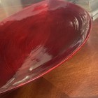 Vtg Lacquerware Spun Burnished Red Bamboo  Lg Tray Bowl 15 5    Fruit Floral Decor