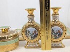 Vtg Le Mieux Encrusted W  24k Gold Vanity Set Tray  Perfume Bottles   Powder Jar