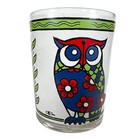 Vintage Cera Owl Glass Tumblers Mcm Mid Century Modern Barware White Frosted