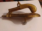 Vintage Brass Pistol Gun Powder Flask Old Door Knocker Cast 