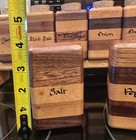Vintage Mid-century Handmade Wood Spice Rack And 14 Matching Spice Jars