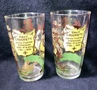 Vintage  Set Of 2-1950 s Davy Crockett Hero Of The Alamo Glass Nice Color