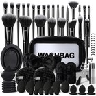 Kuoryzal Black Makeup Brushes Set Professional 70pcs With Case Black 5243k