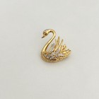 Vintage Gold Tone Clear Rhinestone Swan Bird Brooch Pin